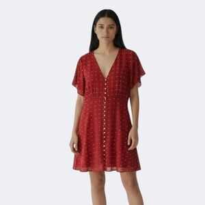 Madewell Button-Front Swing Dress in Grid Dot - Size 8
